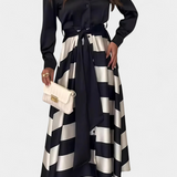 Vestido Camisa Largo a Rayas con Cintura