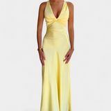 Vestido Lea Elegante con Cintura Fruncida y Escote en V