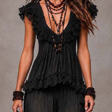 Conjunto Crni Boemski V-Izrez