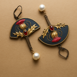 Pendientes Boho con Perla y Cristal Rojo