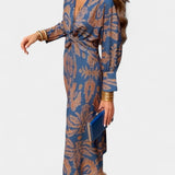 Ema - Maxi Vestido con Escote en V y Nudo Frontal