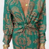 Ema - Maxi Vestido con Escote en V y Nudo Frontal