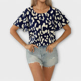Izabela - Blusa casual con escote redondo