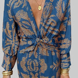 Ema - Maxi Vestido con Escote en V y Nudo Frontal