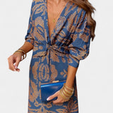 Ema - Maxi Vestido con Escote en V y Nudo Frontal