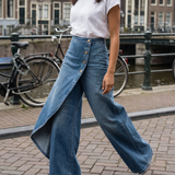 Lada - Pantalones de denim anchos con botones