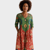 Klara - Vestido largo con estampado floral vintage