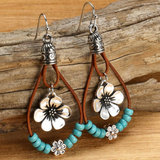 Pendientes Boho de Plata con Flores y Turquesa