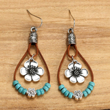 Pendientes Boho de Plata con Flores y Turquesa