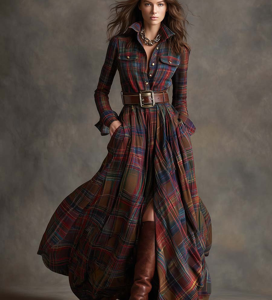 Elena - Camisa-vestido a cuadros
