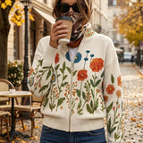 Juniper | Cardigan con cremallera en campo de flores silvestres