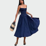 Vestido Maxi de Satén con Tirantes Finos