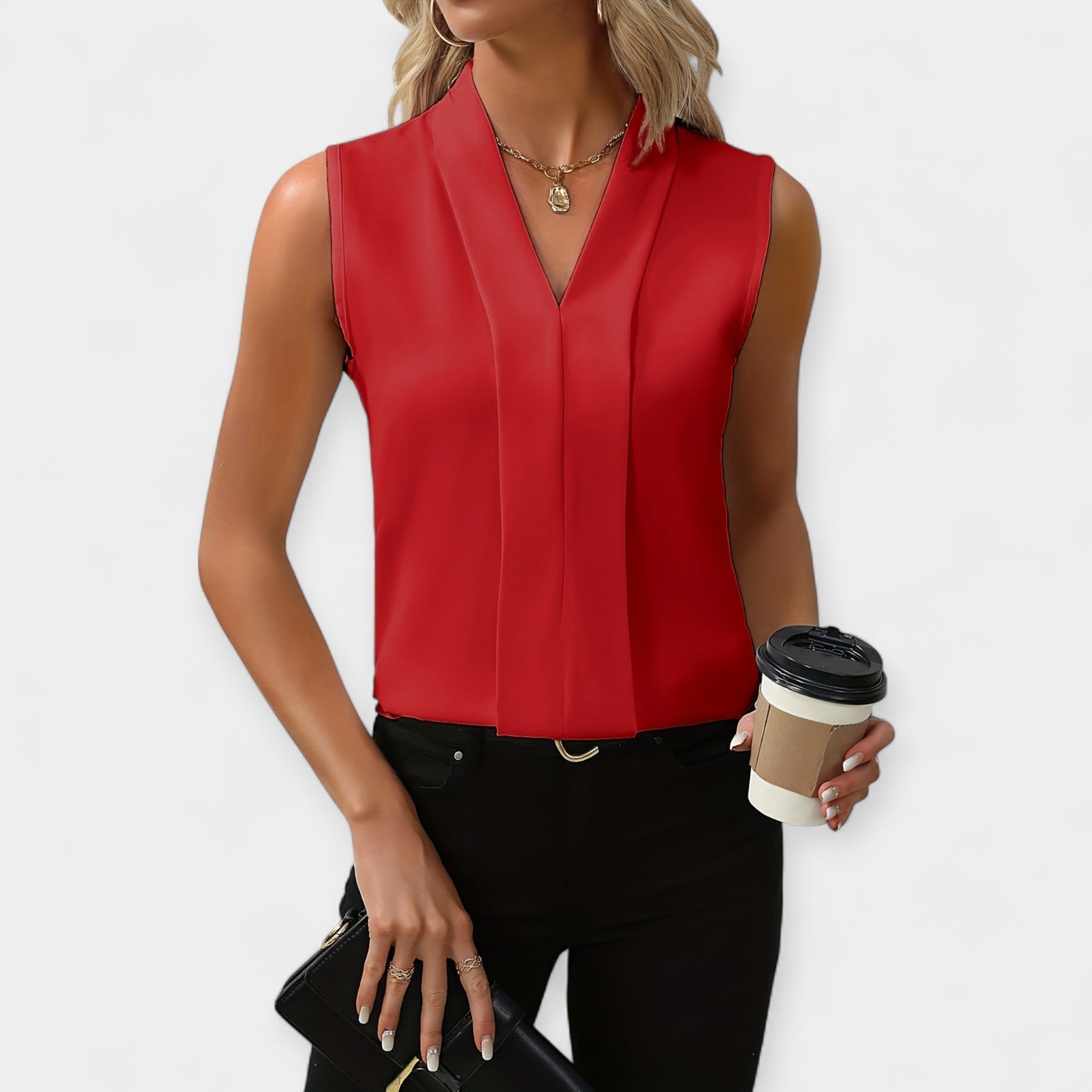 Marta – Blusa sin mangas de estilo clásico