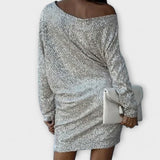 Jéssica – Vestido Brillante con Hombros Descubiertos