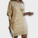 Jéssica – Vestido Brillante con Hombros Descubiertos