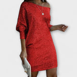 Jéssica – Vestido Brillante con Hombros Descubiertos