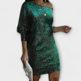 Jéssica – Vestido Brillante con Hombros Descubiertos