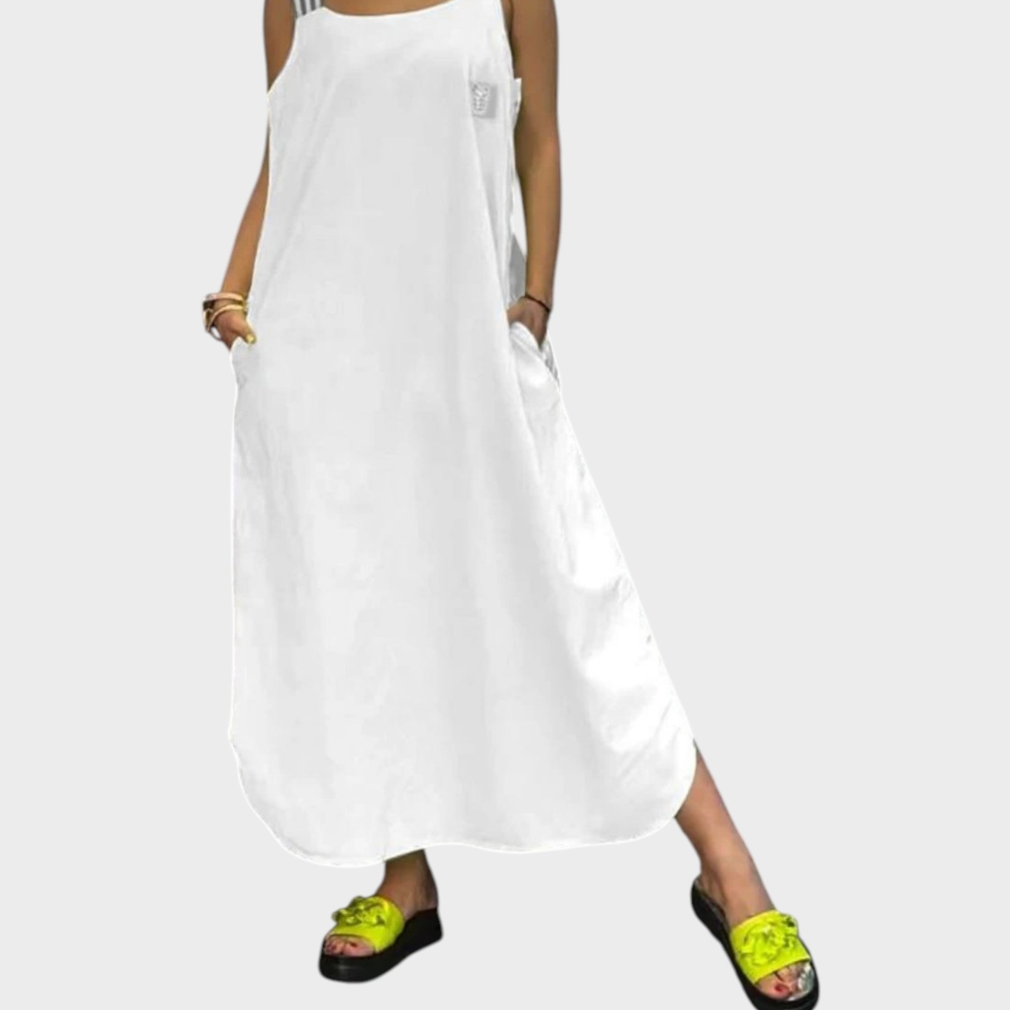Marinka - Vestido con tirantes de algodón y lino