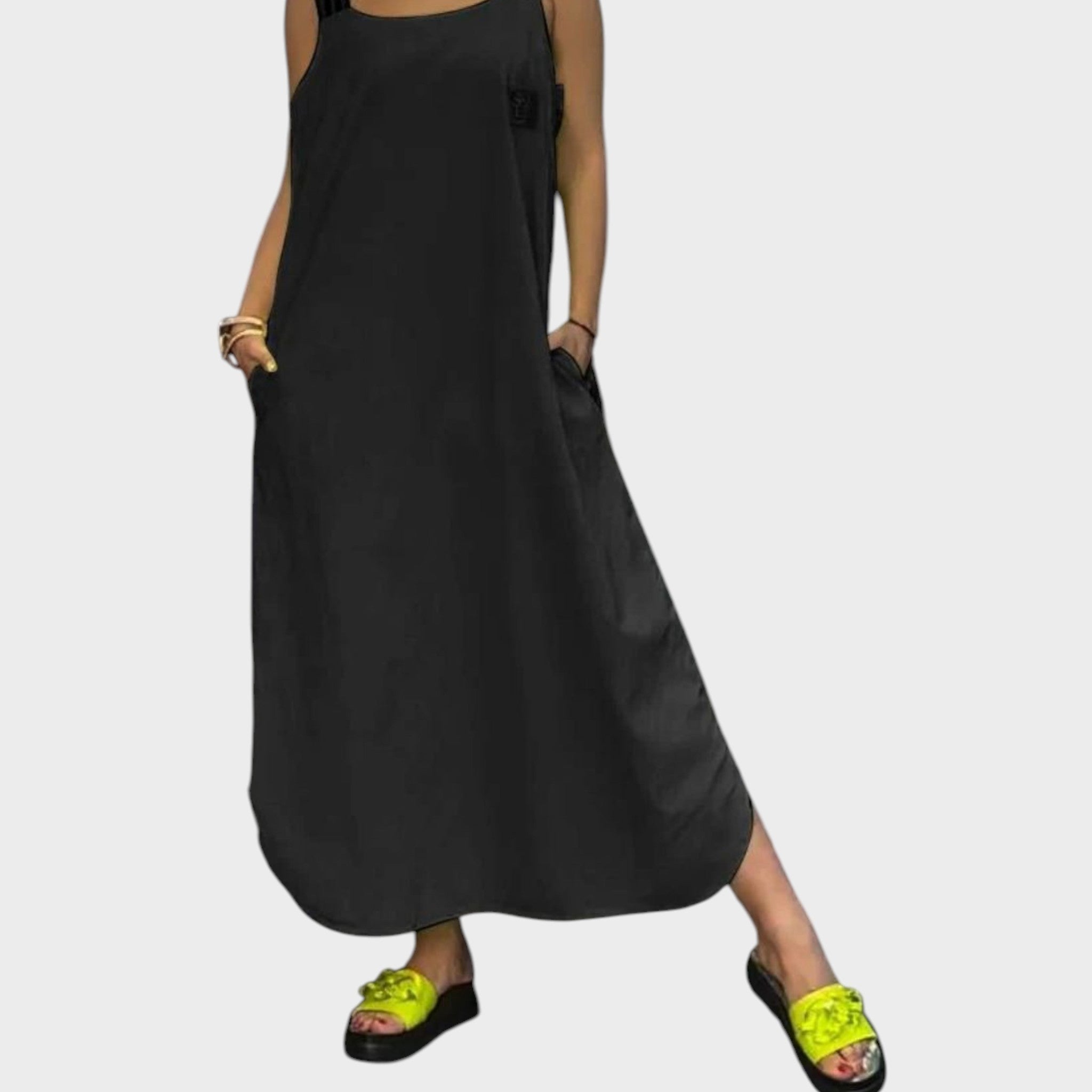 Marinka - Vestido con tirantes de algodón y lino