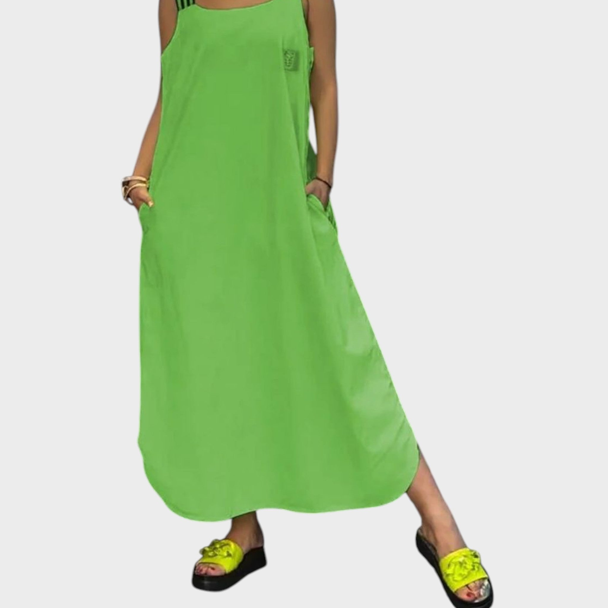Marinka - Vestido con tirantes de algodón y lino
