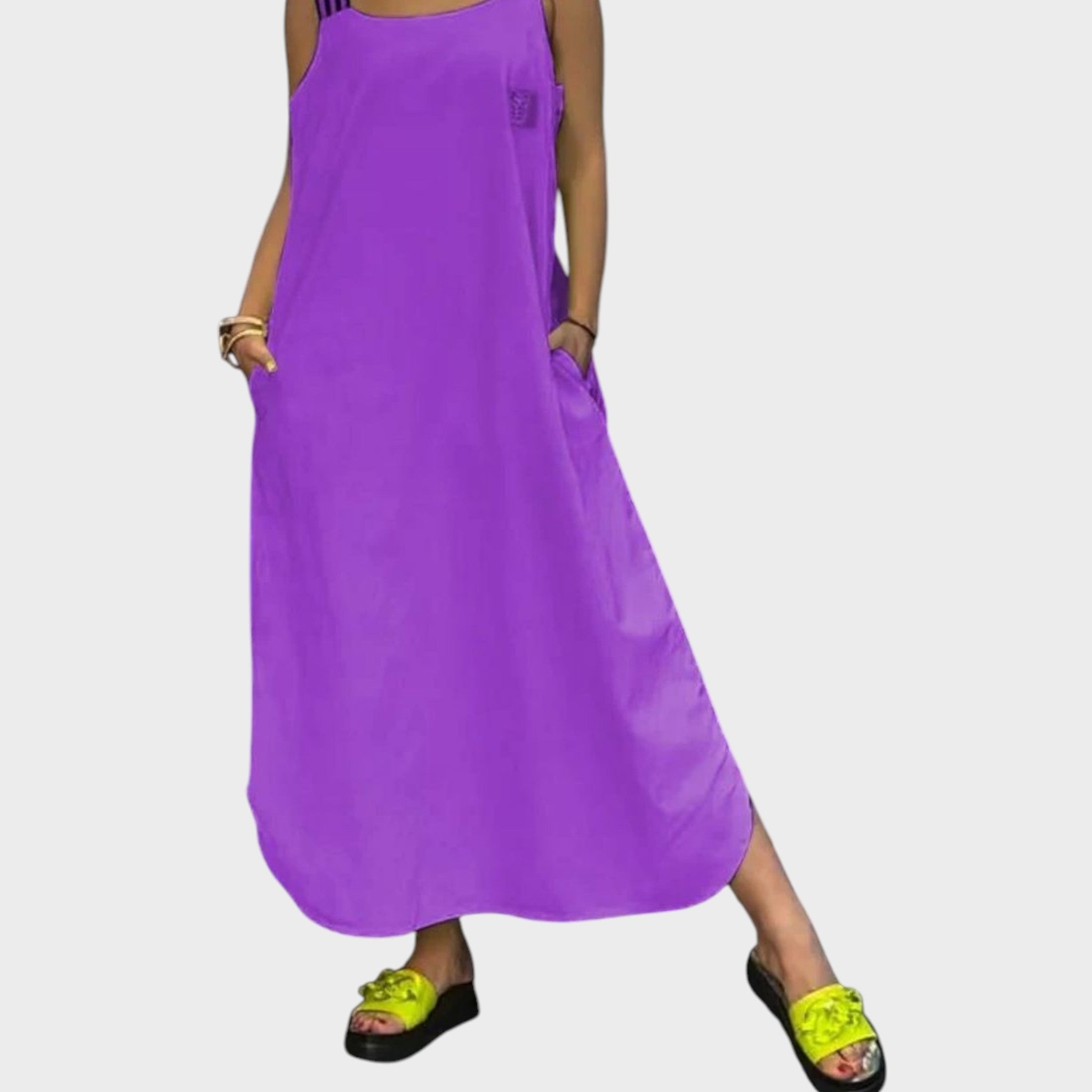 Marinka - Vestido con tirantes de algodón y lino