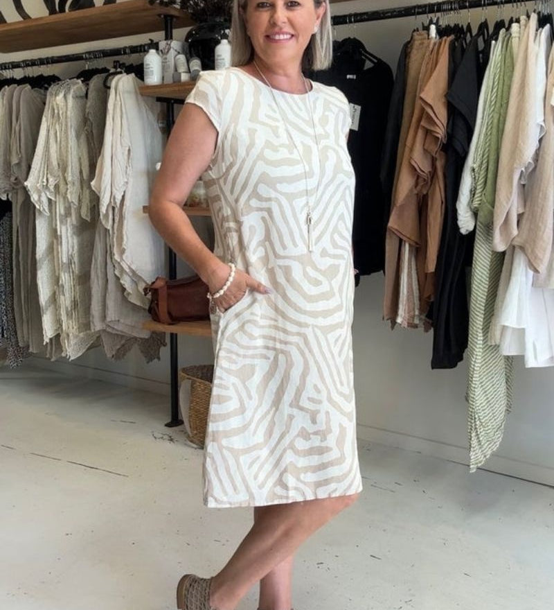 Avanille - Vestido de verano con escote redondo