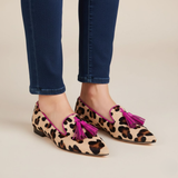 Mocasines de mujer con estampado de leopardo rosa
