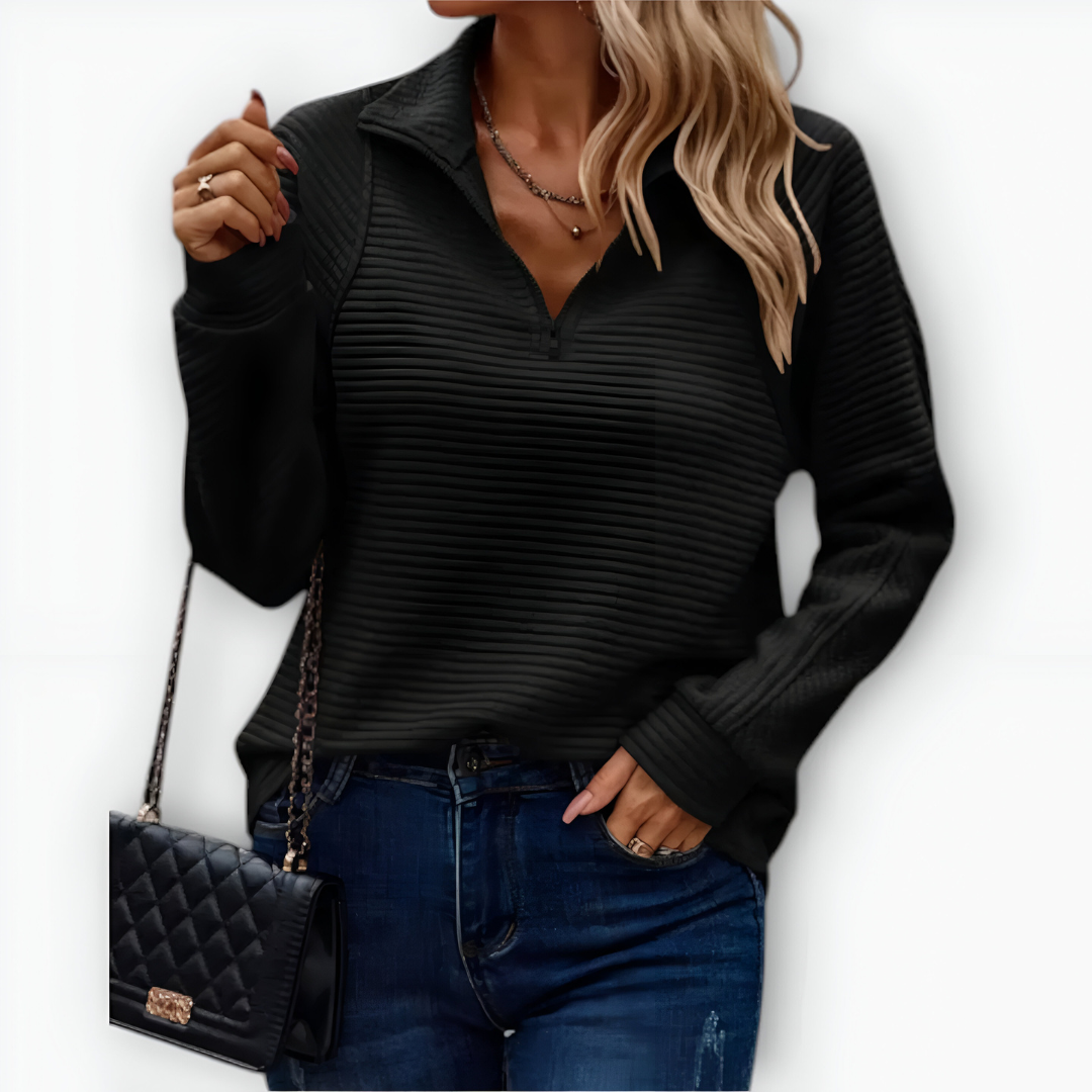 Nina - Camiseta elegante con media cremallera