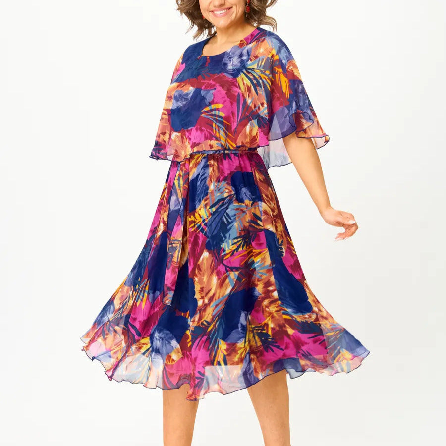 Barbara – Vestido elegante de chiffon con estampado