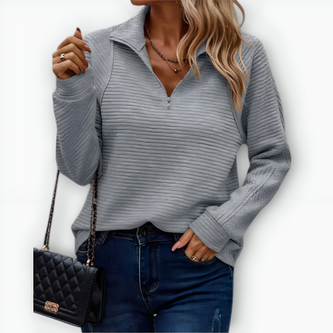 Nina - Camiseta elegante con media cremallera