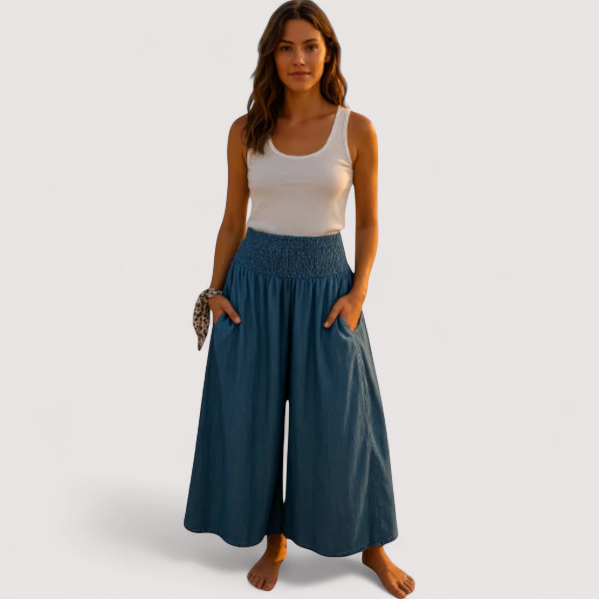 Merete - Pantalones de tiro alto