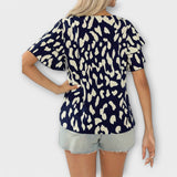 María - Blusa casual con escote redondo
