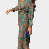 Ema - Maxi Vestido con Escote en V y Nudo Frontal