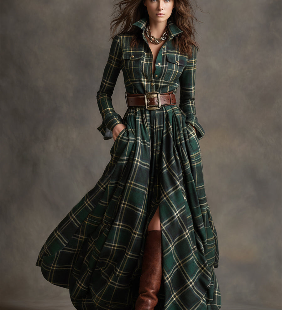 Elena - Camisa-vestido a cuadros