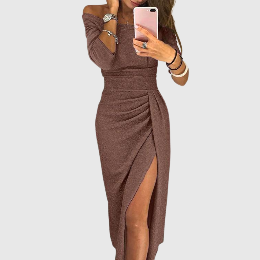 Evelyn - Vestido elegante con hombros descubiertos