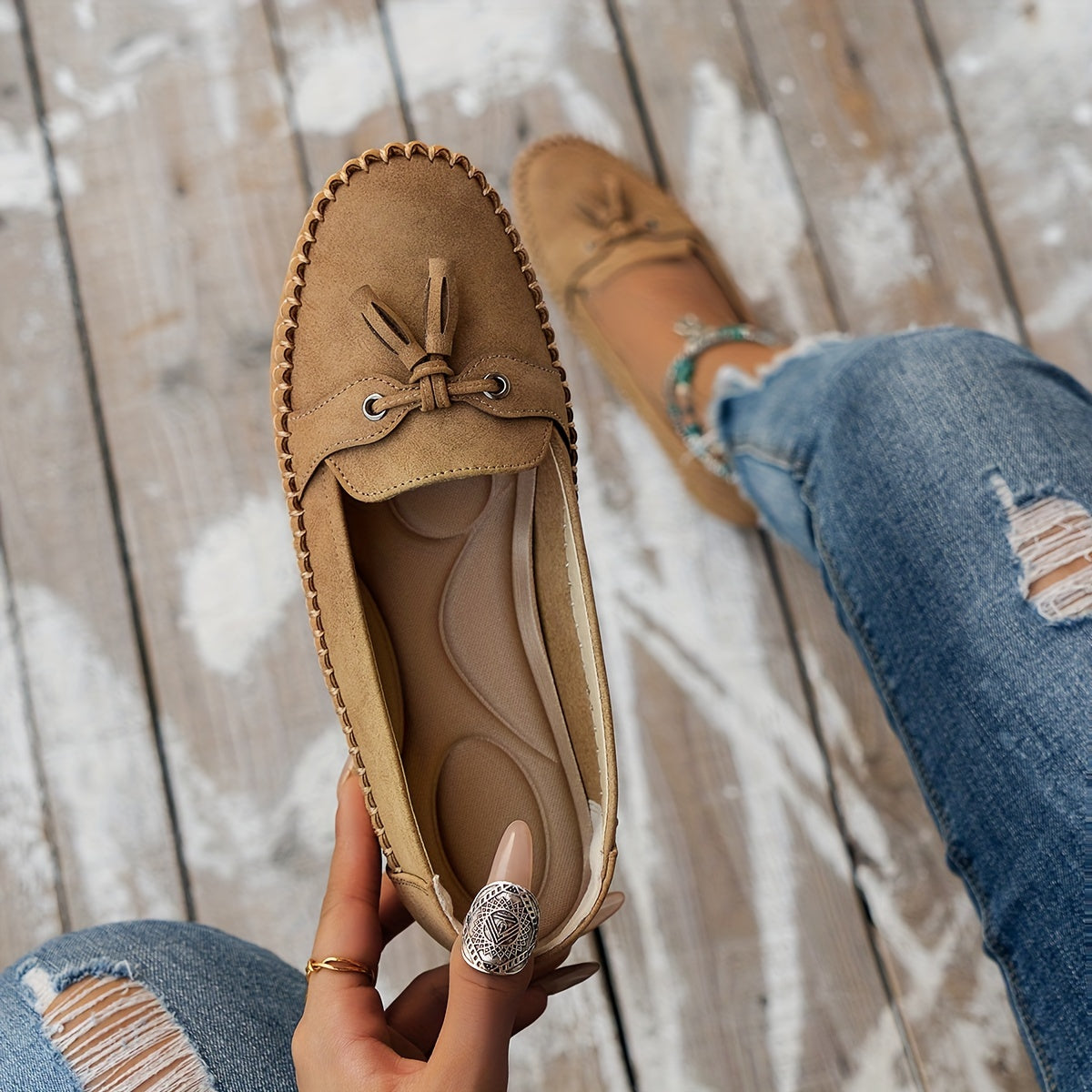 Nadine - Mocasines clásicos con detalle de flecos