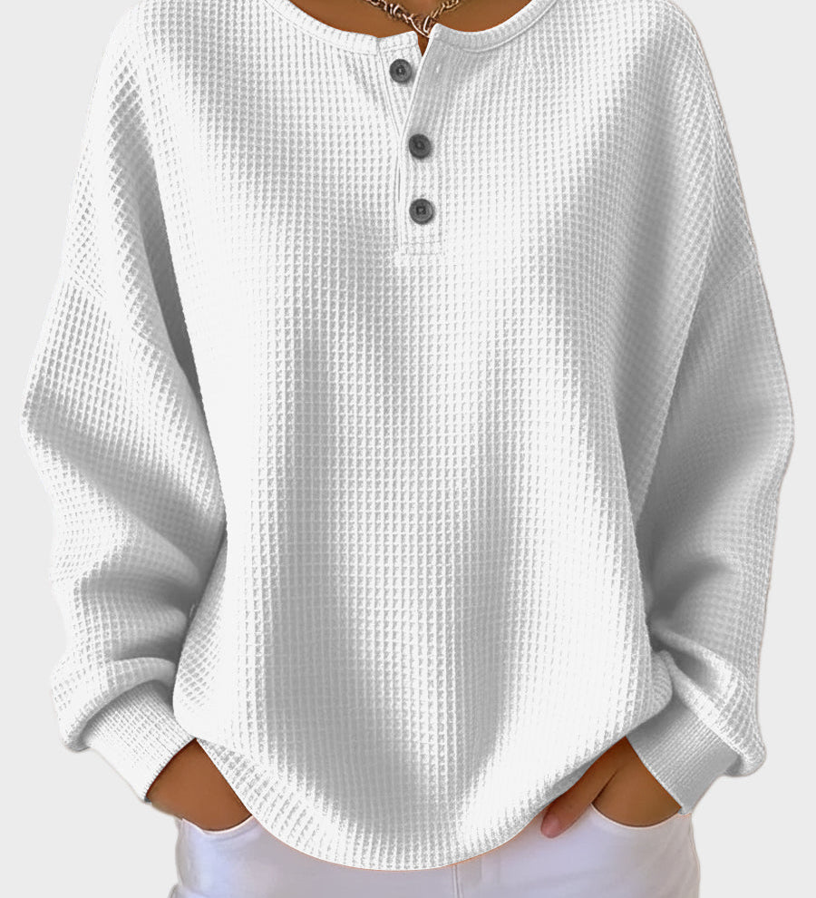 Anne - Camiseta Henley de punto waffle