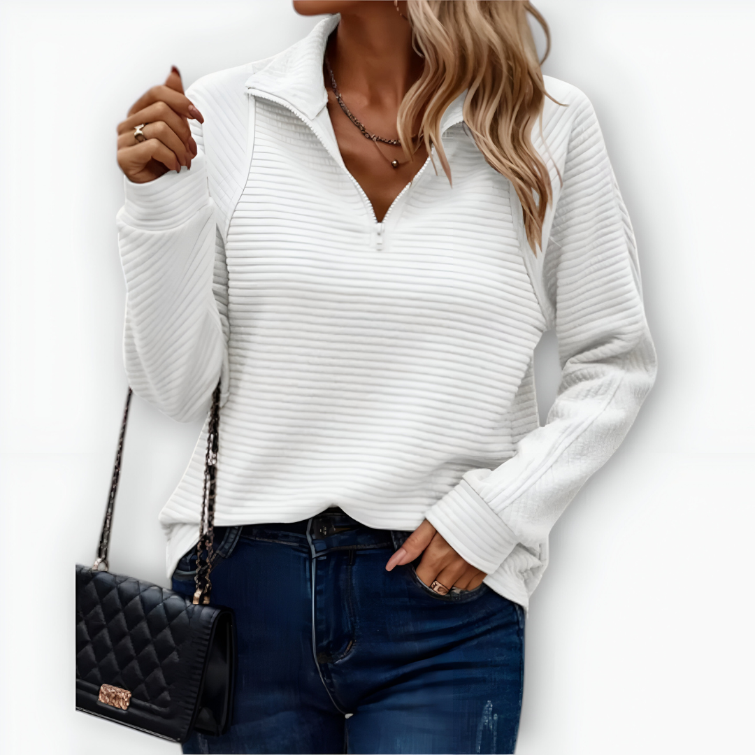 Nina - Camiseta elegante con media cremallera