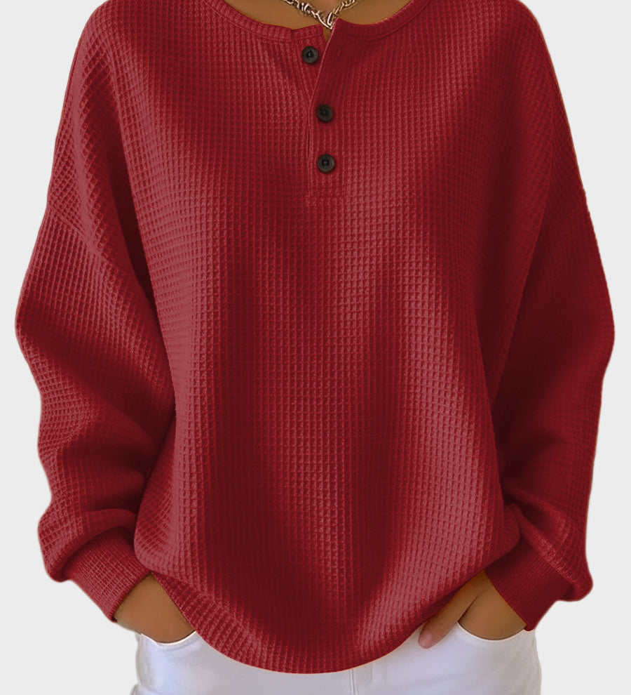 Anne - Camiseta Henley de punto waffle