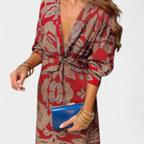 Ema - Maxi Vestido con Escote en V y Nudo Frontal