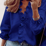 Simona – Blusa fascinante con volantes y escote elegante