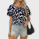 Izabela - Blusa casual con escote redondo