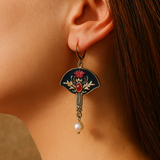 Pendientes Boho con Perla y Cristal Rojo