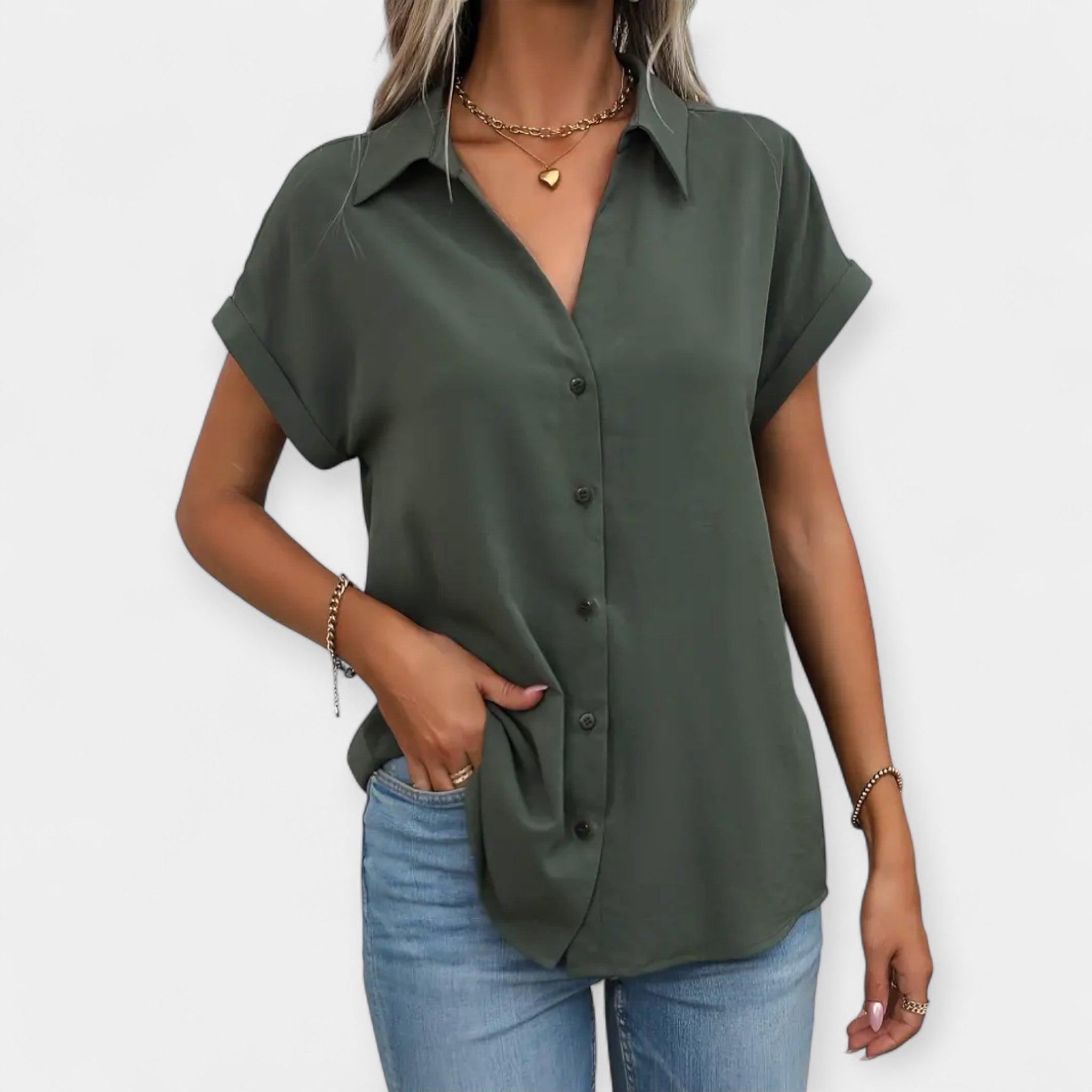 Blanka – Camisa larga de estilo recto y clásico