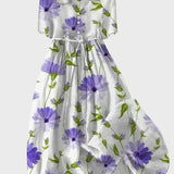 Vestido Maxi de Flores Color Lavanda
