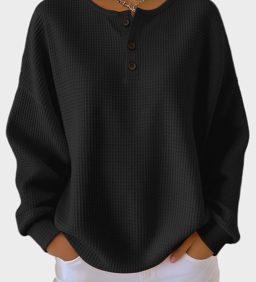 Anne - Camiseta Henley de punto waffle