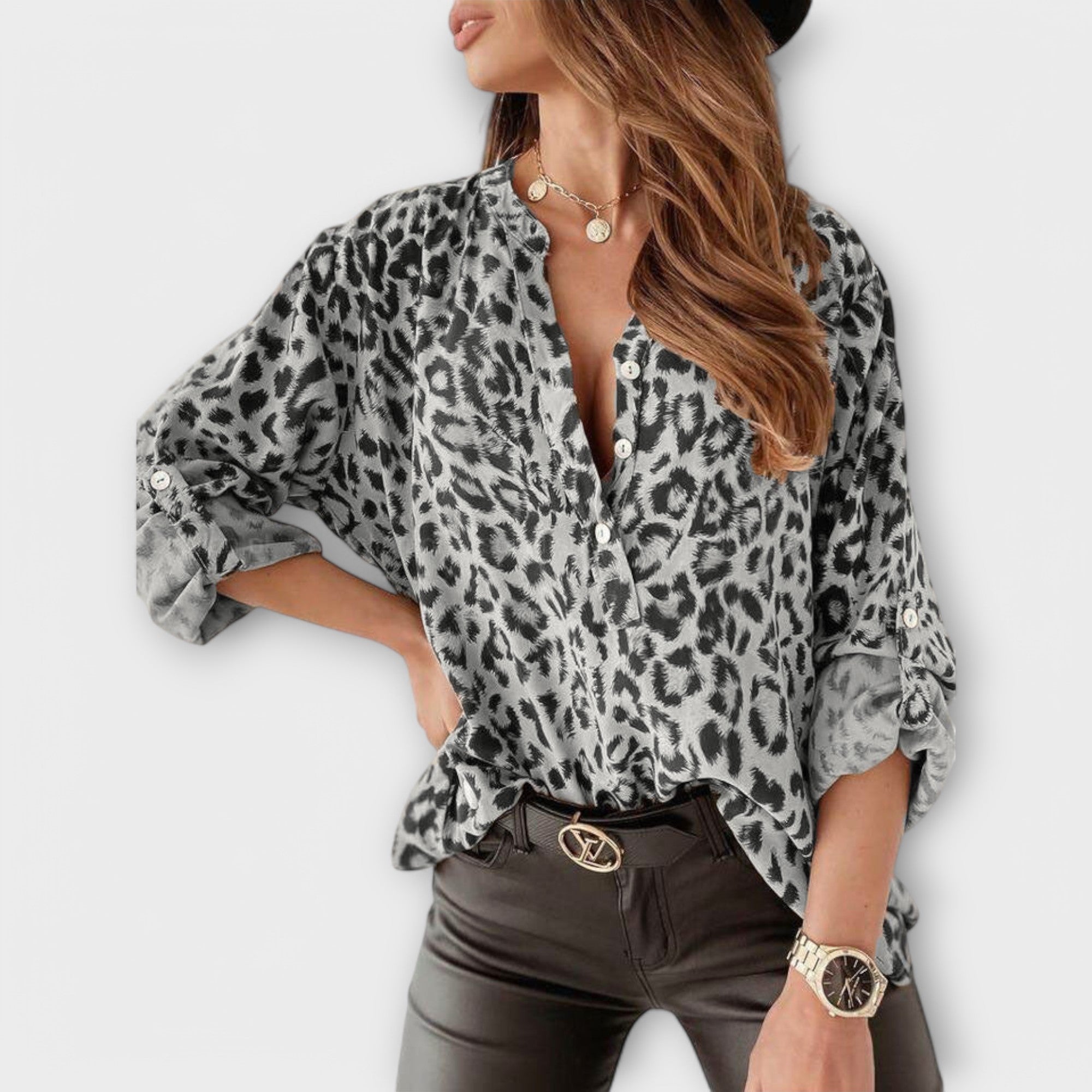 Biserka - Blusa Leopardo Moderna