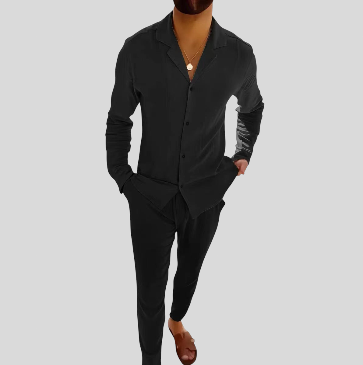 Zeus - Camisa de lino completa de verano para hombre