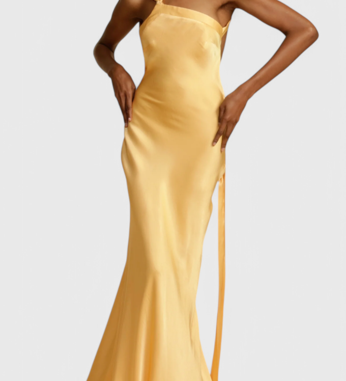 Vestido Maxi Sofia con Tirantes Diagonales y Espalda Descubierta
