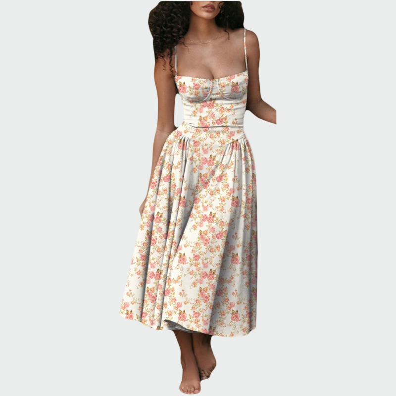 Vestido Maxi de Satén con Tirantes Finos